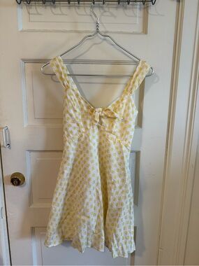 Blue Rain White and Yellow Floral Tie-Front Sundress